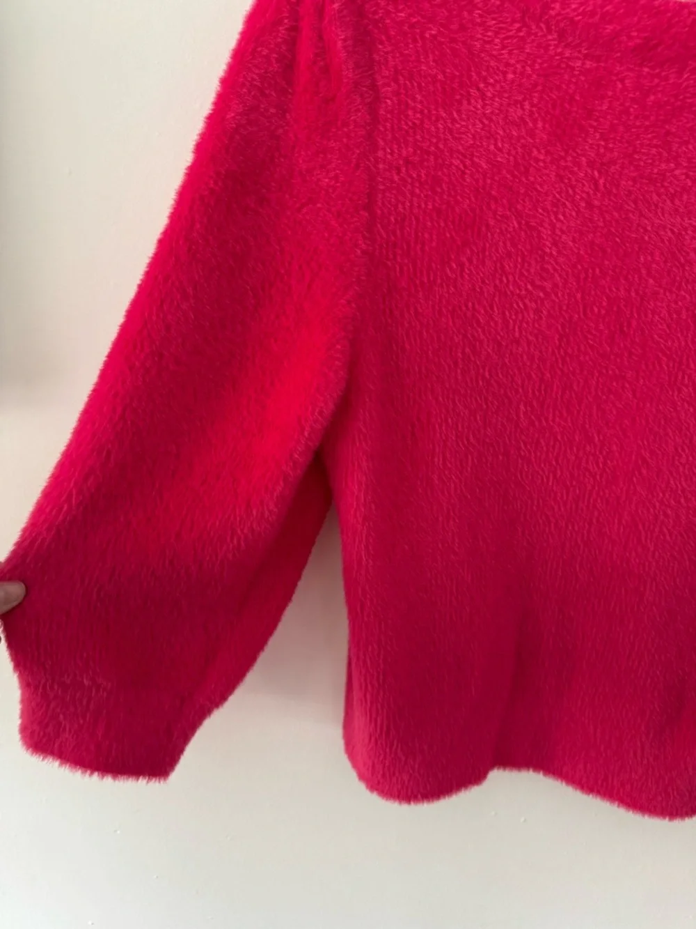 NWT Free People Moonbeam Fuzzy Scoop Neck Sweater in Hot Pink Large